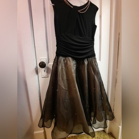 Black Fit and Flare Sleeveless Midi Dress for An Elegant Event - Picture 8 of 12